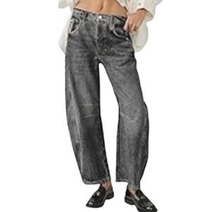 Baggy Barrel Jeans Gray Women's Size S Balloon Ankle Denim Pants Grunge